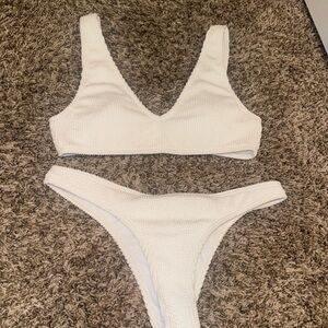 White Textured Bikini Set